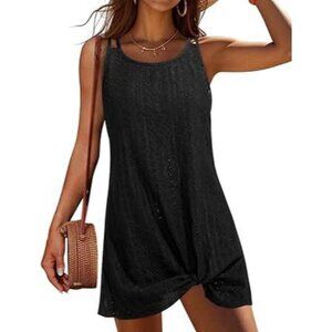 New Aqua Eve Women Swimsuit Cover Up Crochet Sleeveless Twist Size XXL Black
